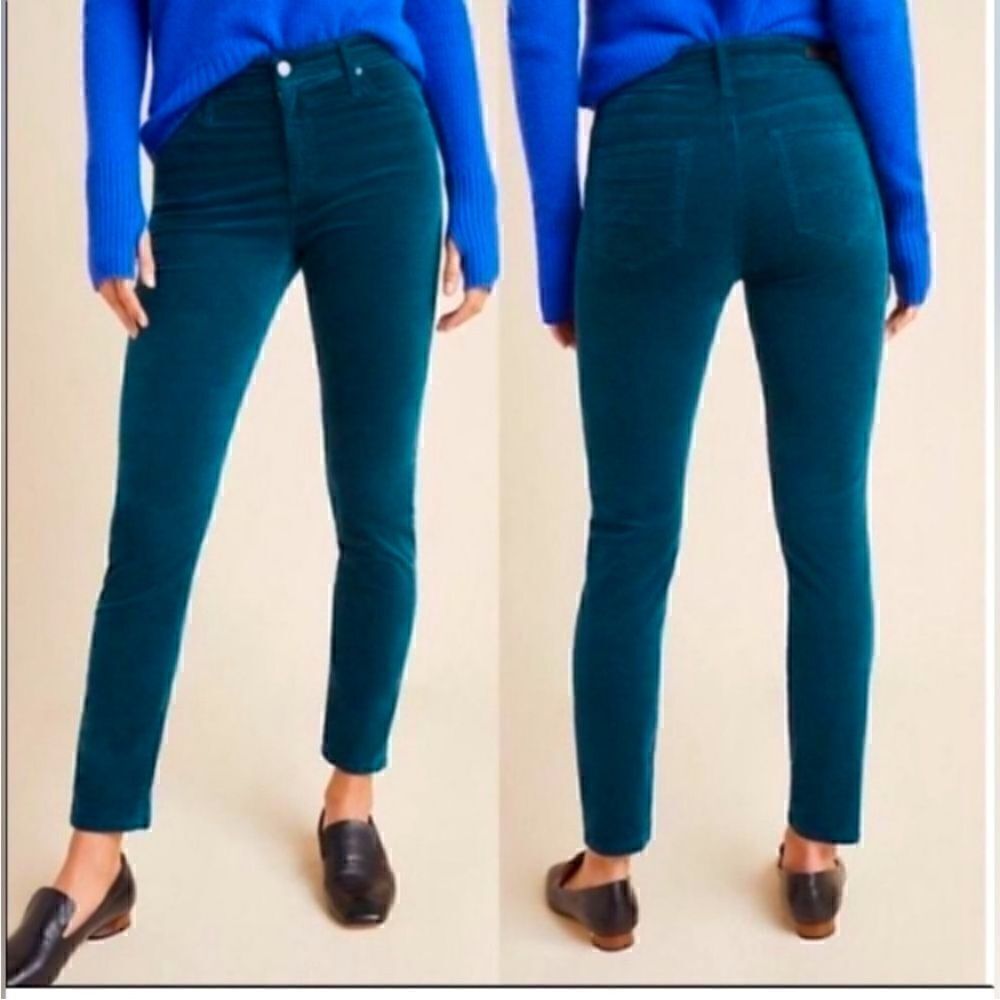 Anthropologie AG high rise Stevie skinny straight ankle velvet pants
